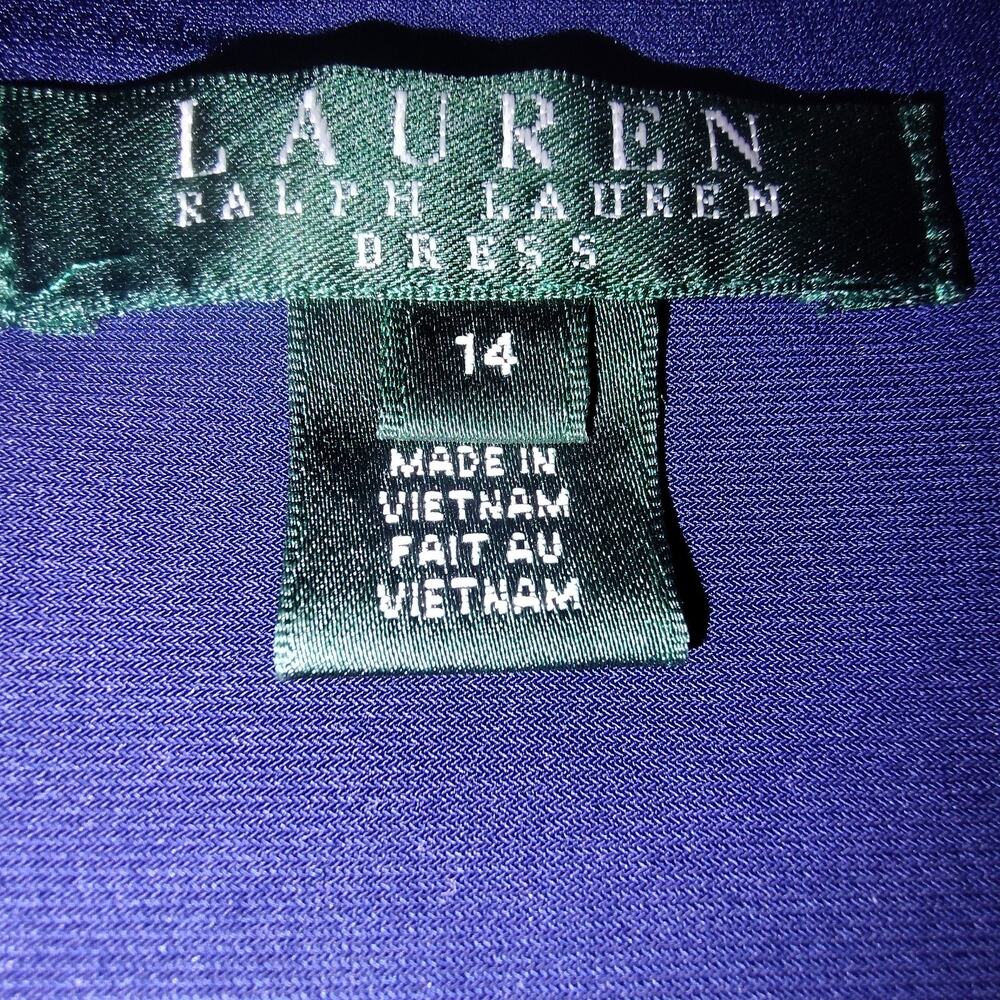 RALPH LAUREN Women's Blue Long Sleeve Boat Neck Dress Size 14 BG13 - Picture 4 of 4
